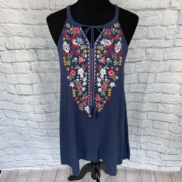 Andree by unit S women spaghetti strap fully lined floral embroidery shift dress - Picture 1 of 8